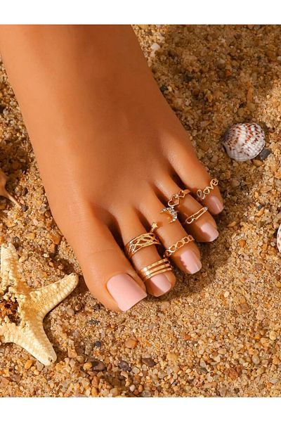 La Saade Sandy Sparkle Set -Bohemian Gold Adjustable Toe Rings Set