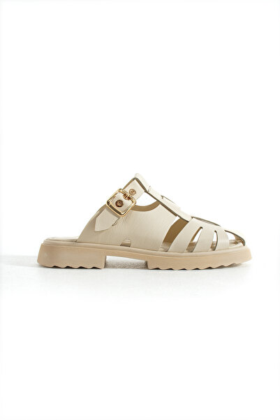 Siena Shoes Γυναικείες παντόφλες Venna από γνήσιο δέρμα μπεζ