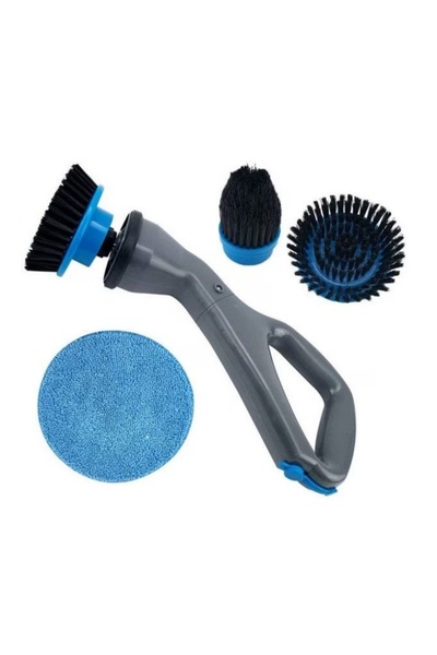 divendi-ro Perie electrică cu cap rotativ, fără fir, vine cu 3 perii și 1 perie din microfibră, gri