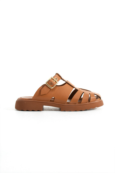 Siena Shoes Venna Kadın Hakiki Deri Terlik Taba