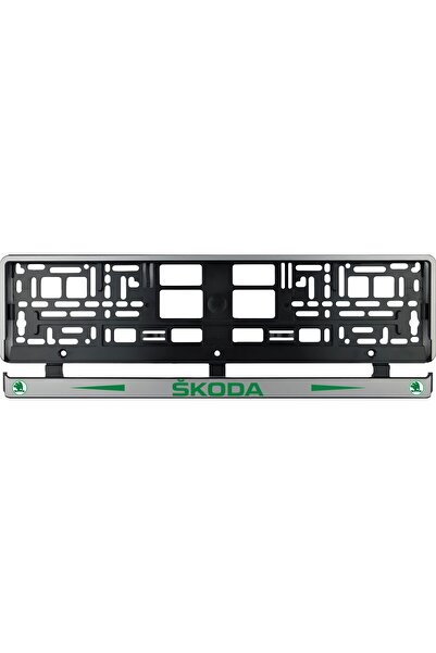 OEM Set 2 bucati, suport numar inmatriculare argintiu Skoda II