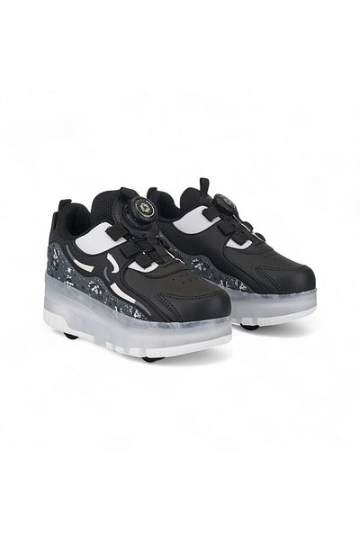 ROCKY SPORT Children's Roller Skates Lighted Wheeled Sports Shoes & Roller Skates Wheeled Comfortable Black Shoes 4 Wheels