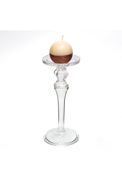 Missi Ayaklı Kristal Cam Şamdan Mumluk (30 Cm)
