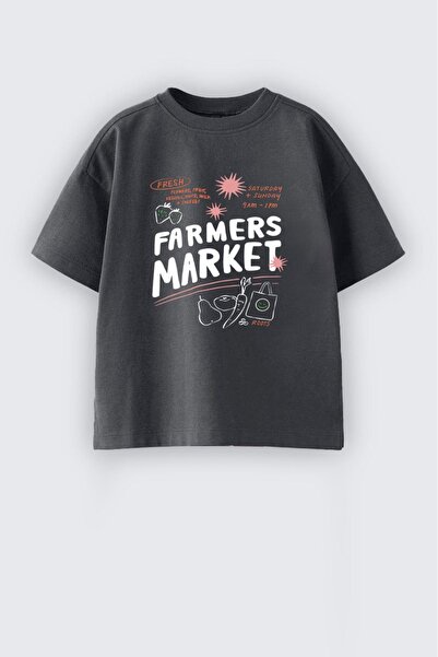 Monila Unisex Çocuk Baskılı Bisiklet Yaka Pamuklu Tshirt