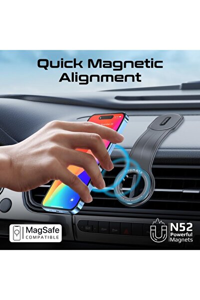 Promate حامل هاتف فاخر للسيارة من بروميت، حامل مغناطيسي للوحة القيادة مع مغنا...