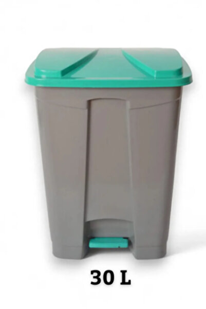 StarLoft سلة مهملات بدواسة رفيعة 30 لتر - غطاء رمادي وأخضر للاستخدام الداخلي والخارجي - سلة المهملات
