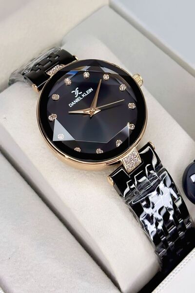 Daniel Klein ساعة يد نسائية بسلك من الفولاذ المقاوم للصدأ، مقاومة للماء 3ATM + سوار