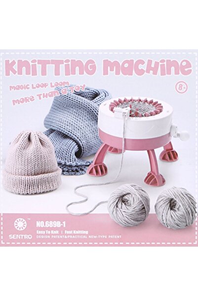 OEM Knitting Machine for Hats, Scarves, Gloves, for Kids and Adults, 22 Needles, Pink-White
