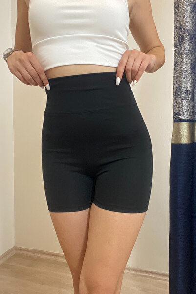 moddosa fashion Esnek Yüksek Bel Likralı Mini Yoga Şort Tayt