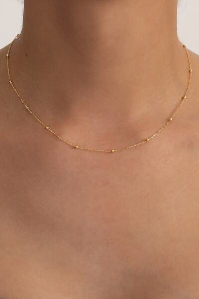 KAR DİAMOND 925 Ayar Gümüş Zincirli Altın Kaplama Toplu Kolye - Sertifikalı