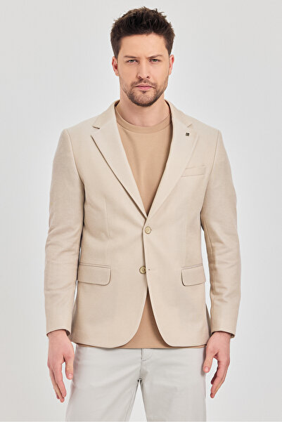 Frappoli Antony Erkek Camel-Bej Polyester Kumaşlı Slim Fit İlkbahar-Yaz Spor Blazer Ceket