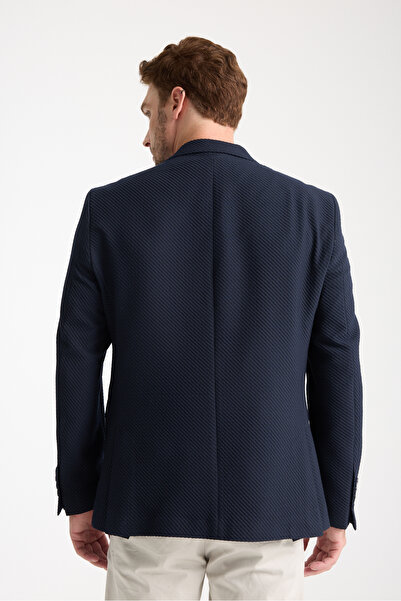 Frappoli Dolex Erkek Lacivert Polyester Kumaşlı 4-Mevsim Slim Fit Mono Yaka Spor Blazer Ceket