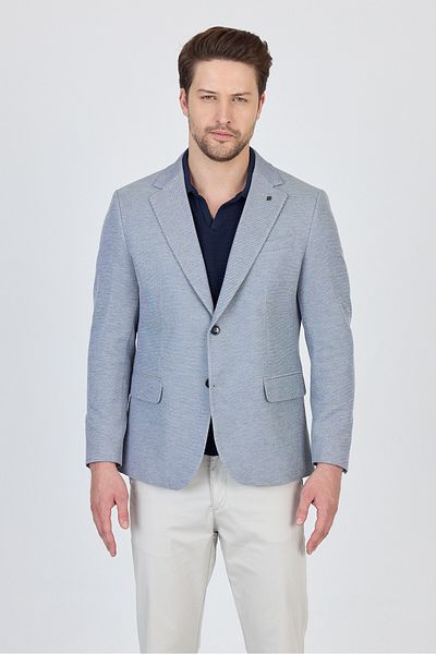 Frappoli Antony Men's Light Navy Blue-Grey Knitted Fabric Stretching Sports Blazer Jacket
