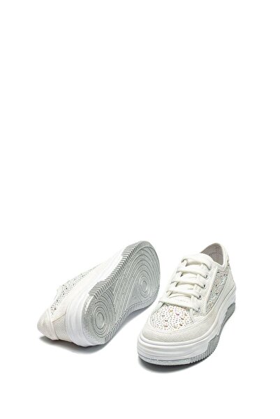 lady classy حذاء رياضي نسائي ذو نعل عالٍ من نسيج الكتان ورباط Hesna