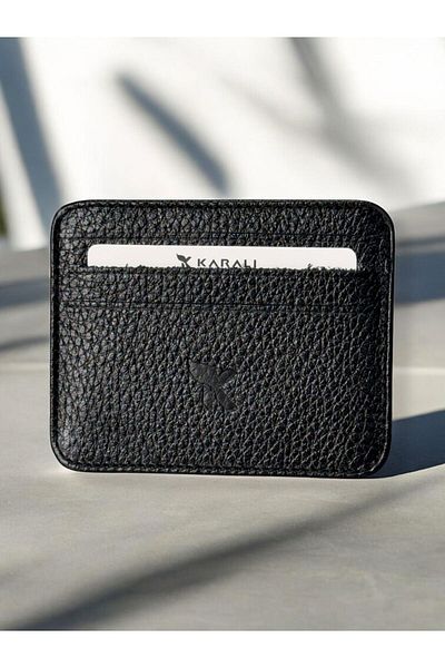 Gesa 100% Genuine Leather Black Slim Card Holder