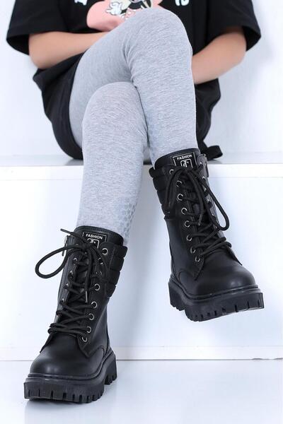 lady classy Kız Çocuk Paraşüt Detaylı Bağcıklı Ve Fermuarlı Bot