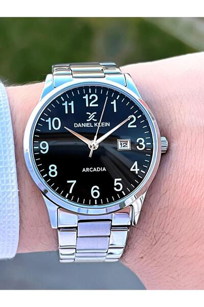 Daniel Klein Black Numerals Calendar Tar Steel Cord 30 Mt Water Resistant Men's Wrist Watch