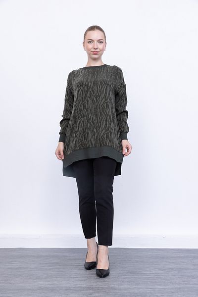 Linvey Zebra Pattern Ribbed Silk Cupra Tunic