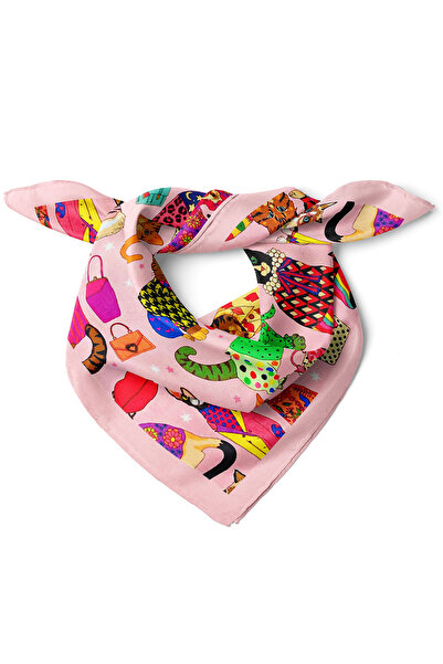 nehir eşarp Kedi Desen Bandana Fular 50 x 50 Cm