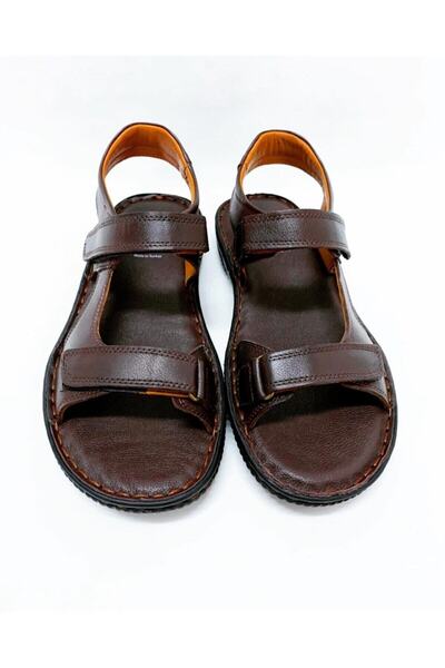 Çelik Men's Brown Genuine Leather Sandals