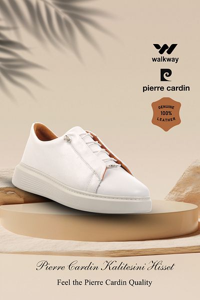Pierre Cardin 62113 M Λευκά Γνήσια Δερμάτινα Ανδρικά Παπούτσια Casual