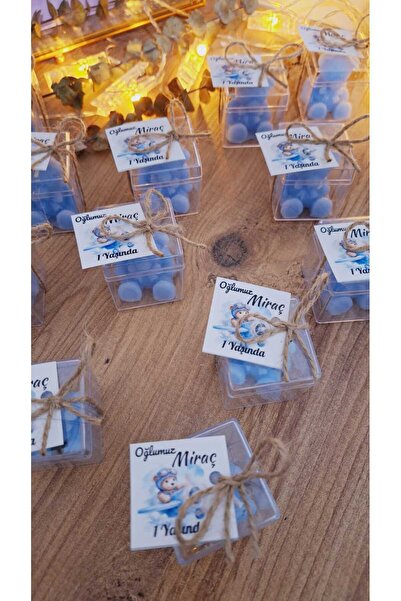 SevgiliAtolyemm Mavi Ayıcık Mum, 10 Adet Hoşgeldin Bebek, Doğum Günü, Nikah ,...