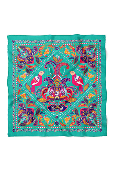 nehir eşarp Kuş ve Etnik Desen Fular Bandana 50 x 50 Cm