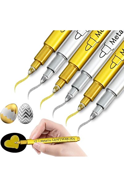 cnk craft shop 2li Gümüş ve Altın Kalem Marker Epoksi Altlık Kenarları Için , Epoksi Reçine Varak Gold Kalem A25