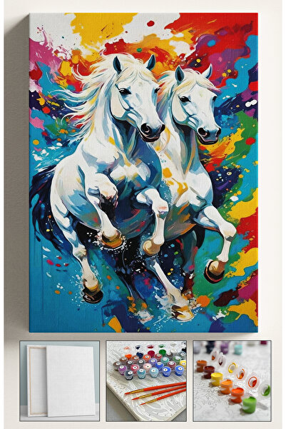 Akihabara Sayılarla Boyama Hobi Seti Çerçeveli Numaralı Tuval Fırça Boya Kasn...