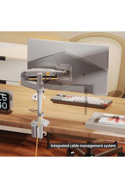 Nb North Bayou حامل شاشة مكتبي 17-30" H100 أبيض، ذراع طويل، حركة كاملة، ارتفاع ودوران قابل للتعديل، 2-9 كجم