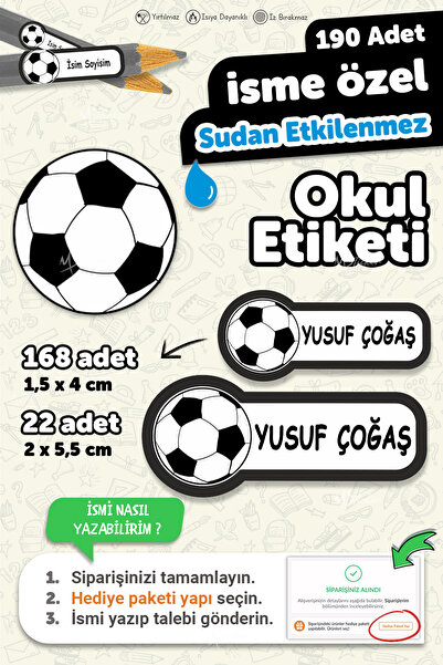 MSticker Školska etiketa, olovka, etiketa za svesku, Beşiktaş, prilagođena et...