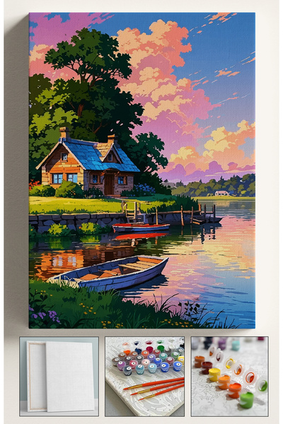 Corvo Sayılarla Boyama Çerçeveli Hobi Seti Numaralı Tuval Fırça Boya Kasnaklı...