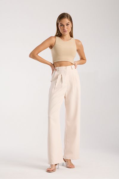 LAND MODA Women's Pleated Fabric high waist Palazzo Pants