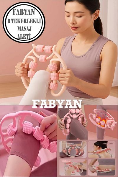 FABYAN جهاز تدليك لتخفيف العضلات، 9 عجلات، بكرة تصريف الليمف قابلة للتعديل، السيلوليت في الساق والذراع