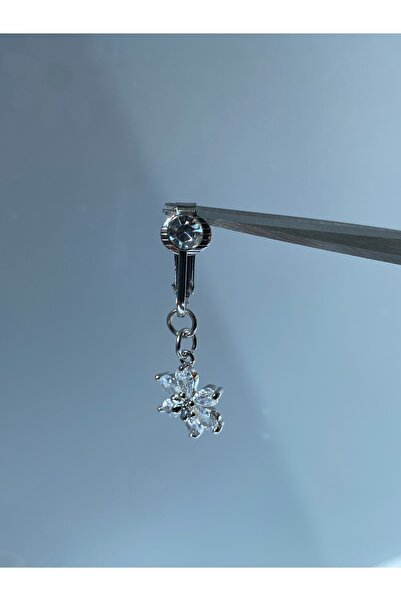 kurukafagift Çelik Göbek Piercing Mıknatıslı Sıkıştırmalı Kullanımlı Çiçek Model