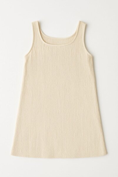 enmodaiçgiyim Екрю колір, 100% бавовна, муслінова тканина, з кишенями, коротка сукня для жінок – літня зручна сукня на кожен день