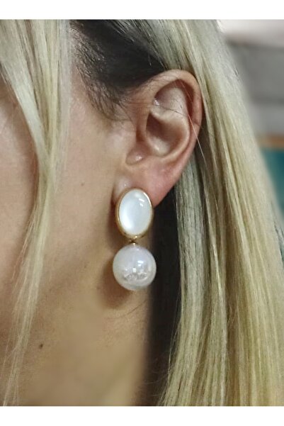 mos&more White Pearl Bonbon Stylish Women's Earrings