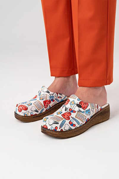 ÇİZGİ MEDİKAL Heartbeat Vivacolor Classic Γυναικείες Παντόφλες Sabo Ορθοπεδικές Παντόφλες Νοσοκομείου Doctor Nurse