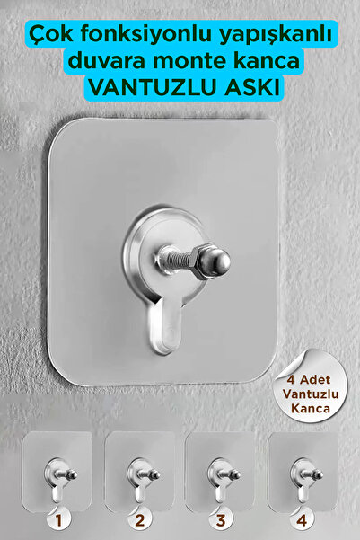 adornazzle 4 Adet Süper Güçlü Yapışkanlı Askı Yapışkanlı Çerçeve Raf Vidası