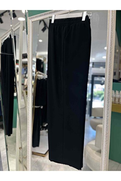 MERAM BUTİK Duhas Bol Paça Krep Pantolon - Si̇yah - 52