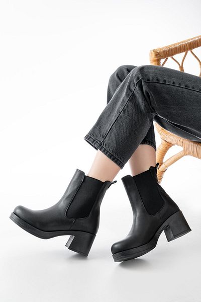 infon shoes creation 5109-3056 Cizme de zi cu zi pentru femei cu toc gros elastic elastic