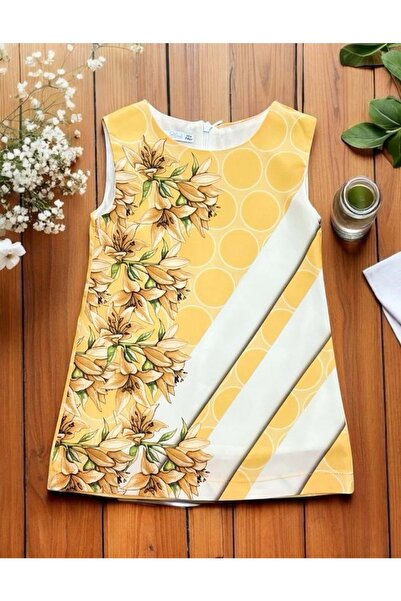 Nanica Kids Flower Printed Lined Jile Yellow