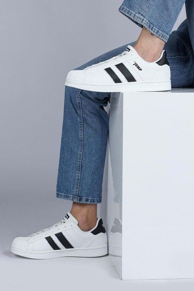 Jump 29055 ЧОЛОВІЧІ КРОСІВКИ ЩОДЕННІ СПОРТИВНІ ВЗУТТЯ БІЛО-ЧОРНІ