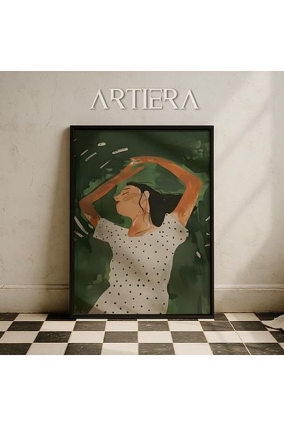 HİGUERA Figura femeie în pace Portret abstract de femeie Artă contemporană Pictură murală cu rame din lemn