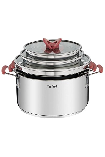TEFAL Optispace İndüksiyon Tabanlı 6 Parça Çelik Tencere Seti