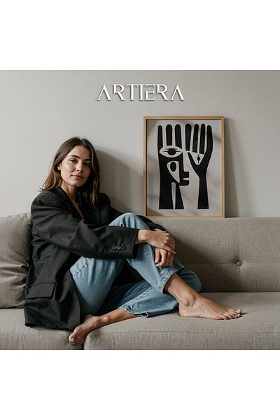 HİGUERA Negru Alb Abstract Modern Contemporan Minimalist Artă Pictură de perete cu cadru din lemn