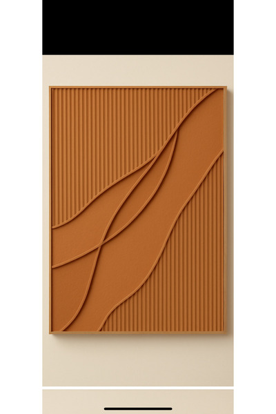 Atölye Sade Modern Pinterest Tablo El Yapımı 3D Doku Pastel Terracota Turuncu