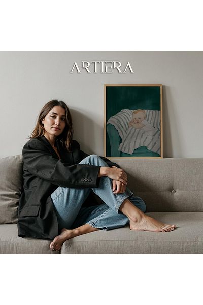 HİGUERA Portret minimalist pentru băieți Pictură murală cu rame din lemn