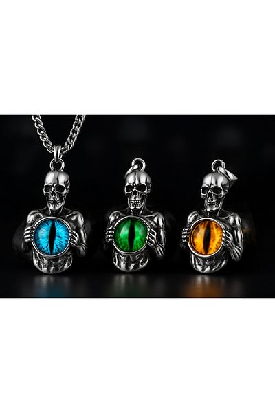 voyageaccessory Dragon Eye New Season Skull Necklace in Vibrant Colors