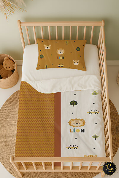 Talia Home Aslan Lion Desenli Bebek Beşik Nevresim Takımı Çarşaflı Tlabn-011